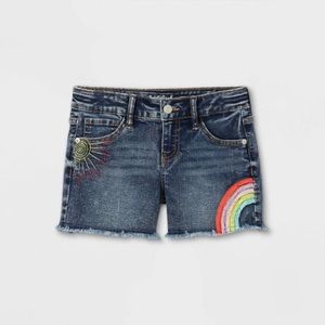 Girls' Rainbow Jean Shorts - Cat & Jack™ Dark Wash